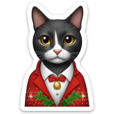 Gato negro con traje de navidad sticker