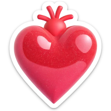 heart with green glitter sticker