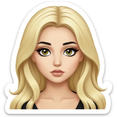 blonde baddie,pretty makeup, black eyeliner, long hair sticker