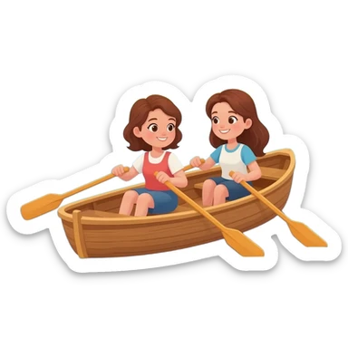 Brown hair women rowing sticker