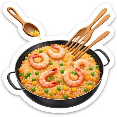 A shrimp making fried rice  sticker