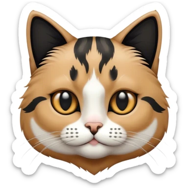Cat black and white face sticker