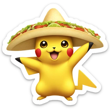 Pikachu holding a taco sticker