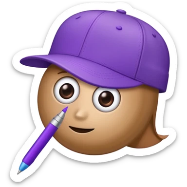 A plastic brown ball cap and the long rectangle purple. (With a pen) And looks like a BFDI style sticker