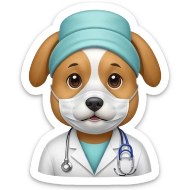 doctor dog Wearing Medical Mask sticker