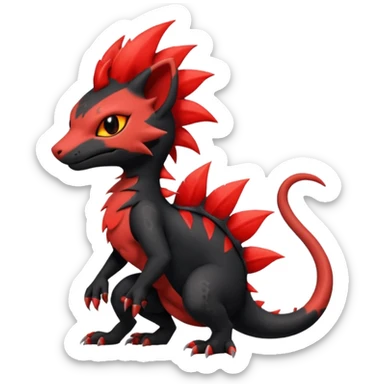 Shiny cool badass Fiery gothic evil black and red salandit-Liten-torracat with a red Mohawk  sticker