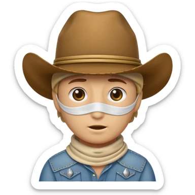 emoji with right eye bandaged with a cow boy hat sticker