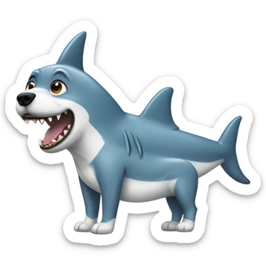 dog wearing shark onesie  sticker