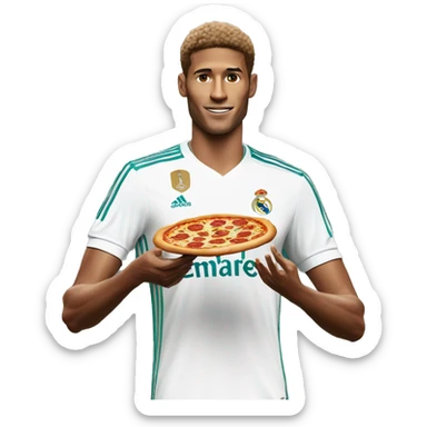 skinny jude bellingham real madrid holding a pizza sticker
