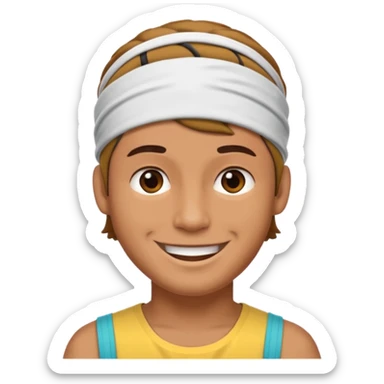 guy with headband sticker