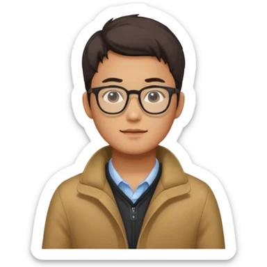 Korean 31-year-old male marketer / Wears warm clothes / Wears glasses sticker