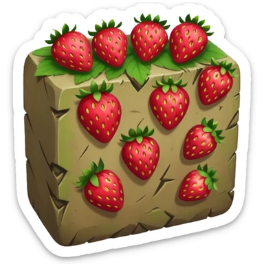 rune stone covered in strawberries sticker