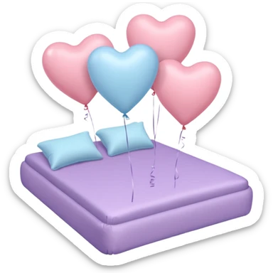 powder colored heart shaped balloons for bed sticker