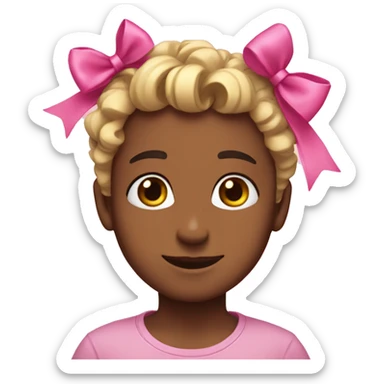 🥺 withca pink bow on the top of the head sticker