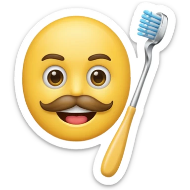emoji face with a toothbrush moustache sticker