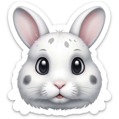 White with grey spot bunny sticker