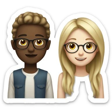 Blonde girl with pale skin and brown hair boy with glasses  sticker