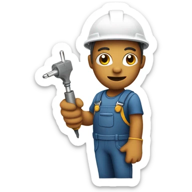 electrician holding a plug sticker