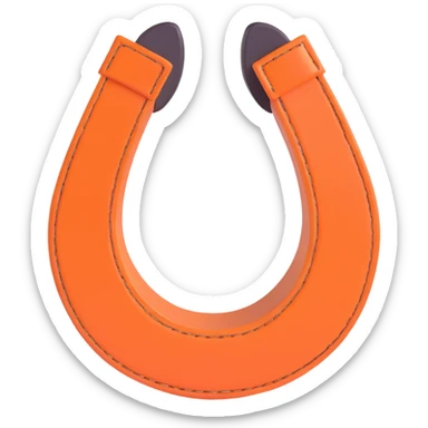 Hermès-style horseshoe, 3D, orange leather, luxury, elegant, no text sticker
