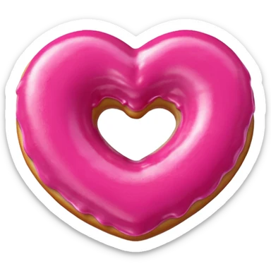 Realistic isolated heart shaped donut with Fuchsia color. sticker