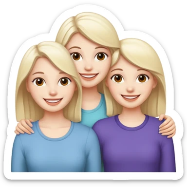3 white girls happy friends sticker