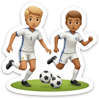 two realistic people playing soccer sticker