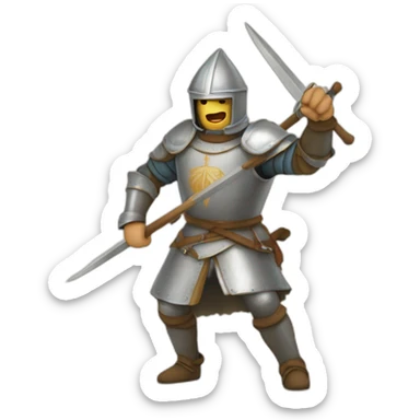 caballero medieval luchando sticker