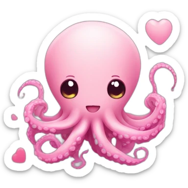 Cute  kraken making hearts  sticker