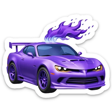 Purple car drifting with navy blue flames coming out of the rear tires. sticker