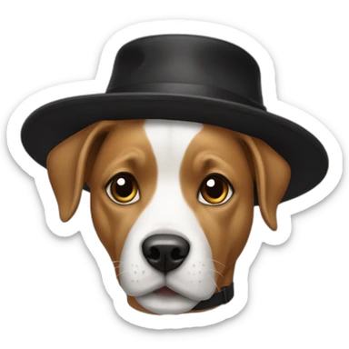dog with a black hat sticker
