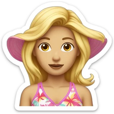 Blonde in beach clothes without superior part body sticker
