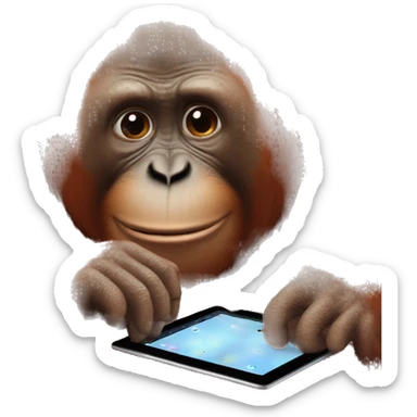 Orangutan playing on iPad  sticker