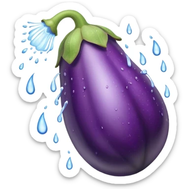 Water spraying from a eggplant sticker