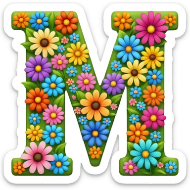 letter m made of flowers sticker