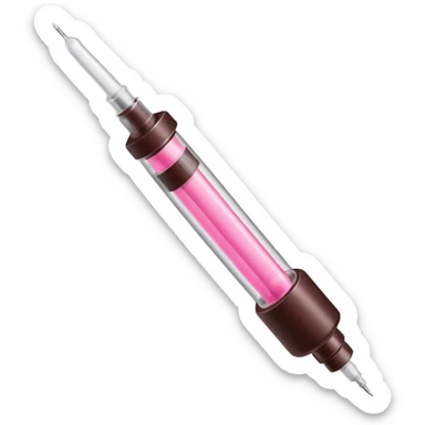 pink and dark brown syringe sticker