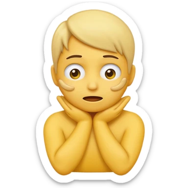 Emoji making a discomfort face and holding its neck like it chocking itself but it’s a joke sticker