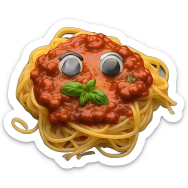 Spaghetti and sauce on black heart plate sticker