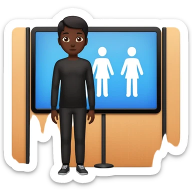person silhouette standing in front of a screen with play icon sticker
