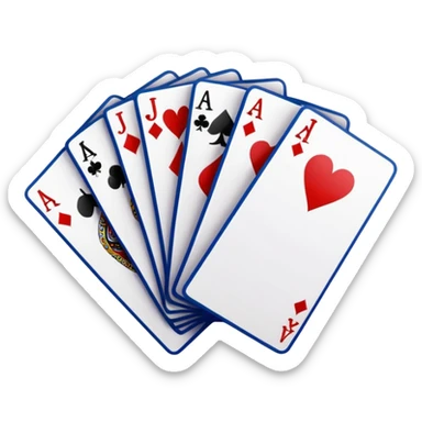 A 3D cartoon set of playing cards with a visible joker card, neat layout, soft shadow, realistic Memoji-style. sticker