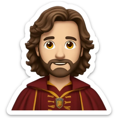 long brown haired bearded man in gryffindor hogwarts robes sticker