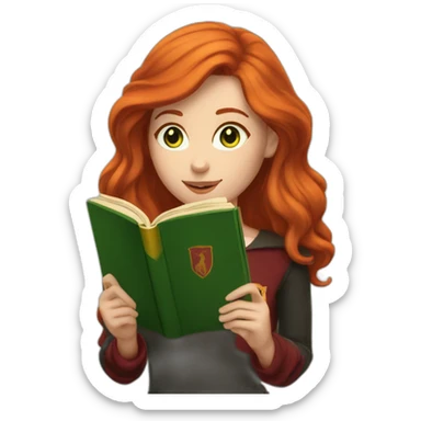 gryffindor Redhead with green eyes reading a book sticker