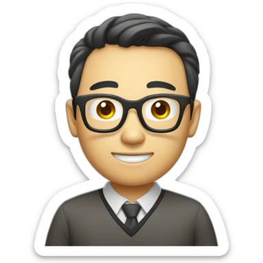 Chinese smart nerd guy with glasses sticker