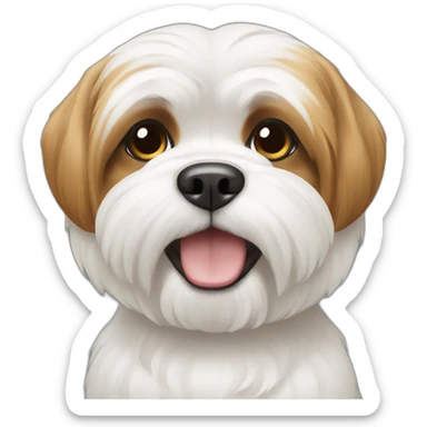 shi tzu white and caramel sticker