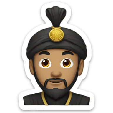 Mongol Sultan, Black Kingly Turban, Black Kingly Clothing  sticker