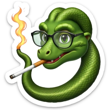 can you create a sneaky bitch SNAKE with big glasses smoking a cigarrette sticker
