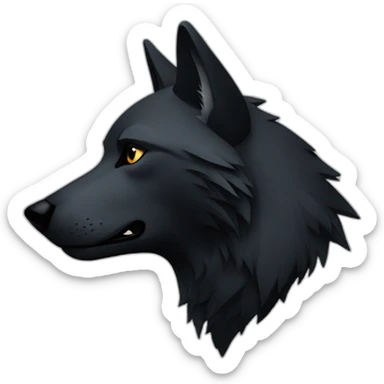 simple black wolf head in profile looking to right, no body, ear pierced sticker