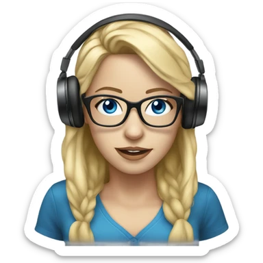 
Realistic Female dj blue eyes blonde hair wearing glasses and headset
 sticker
