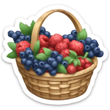 A little basket filled with berries or flowers. sticker
