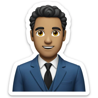 Tan Man with dark hair and eyes blue suit and black tie preaching  sticker