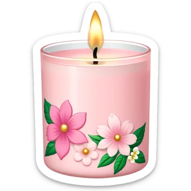 Light pink bath and body works candle with floral design sticker